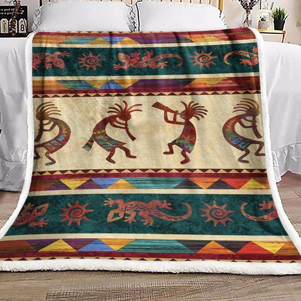 Native American Kokopelli Sherpa Fleece Blanket