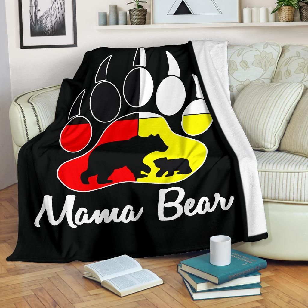 Native American Mama Bear Sherpa Fleece Blanket