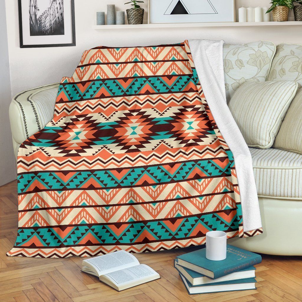 Native American Navajo Indians Aztec Pendleton Tribal Sherpa Fleece Blanket