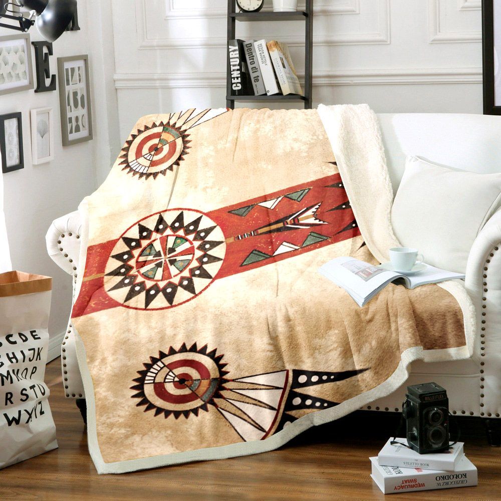 Native American Sherpa Fleece Blanket