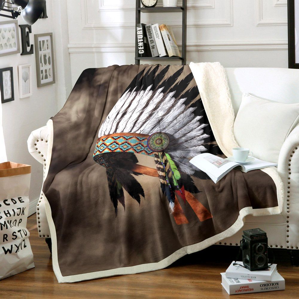 Native American Sherpa Fleece Blanket