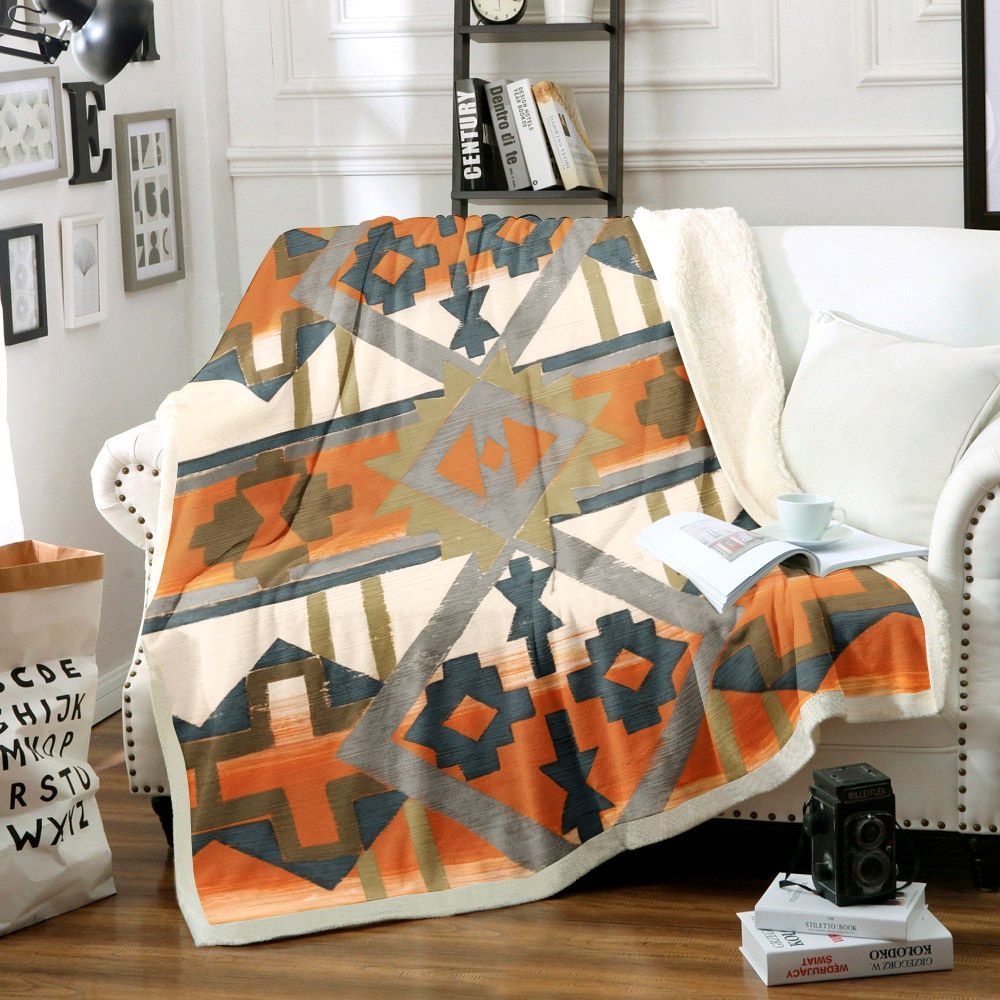 Native American Sherpa Fleece Blanket
