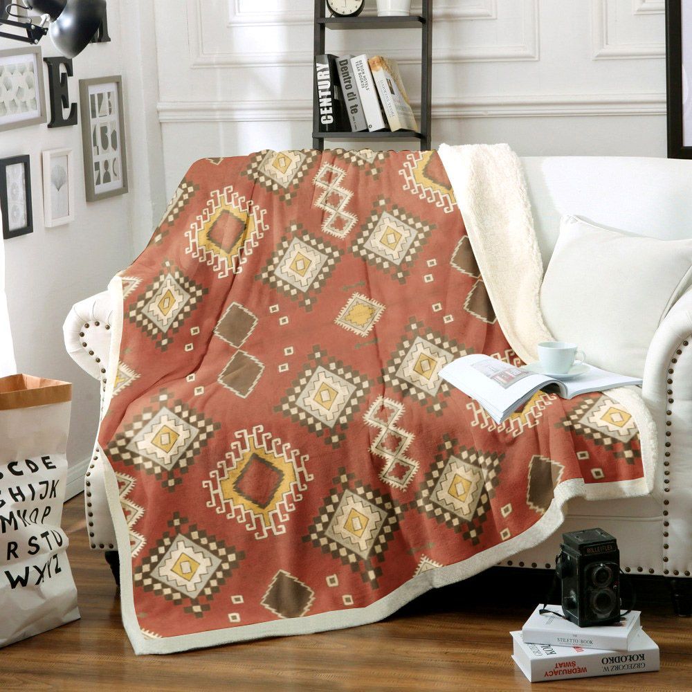Native American Sherpa Fleece Blanket