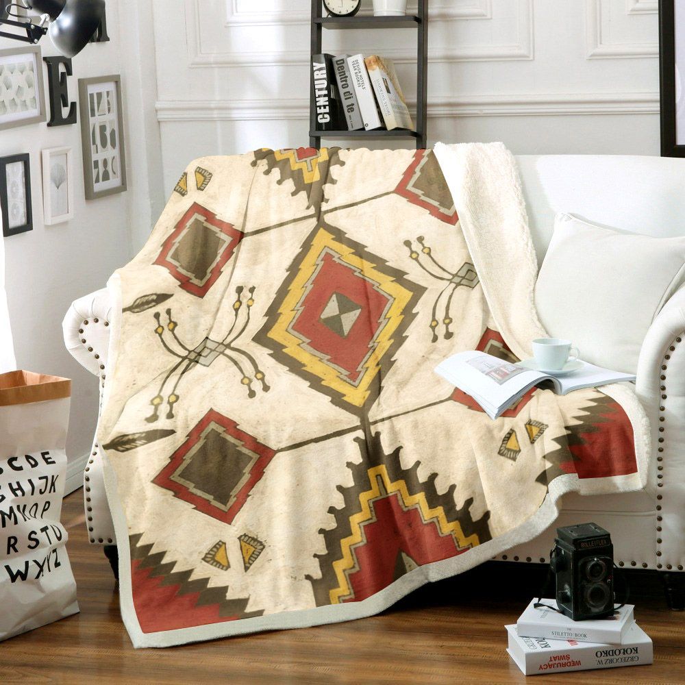 Native American Sherpa Fleece Blanket