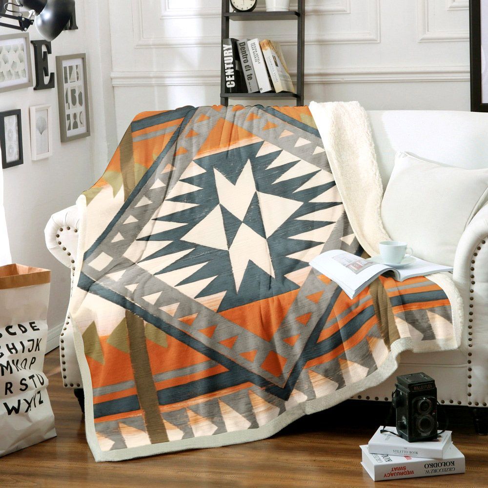 Native American Sherpa Fleece Blanket