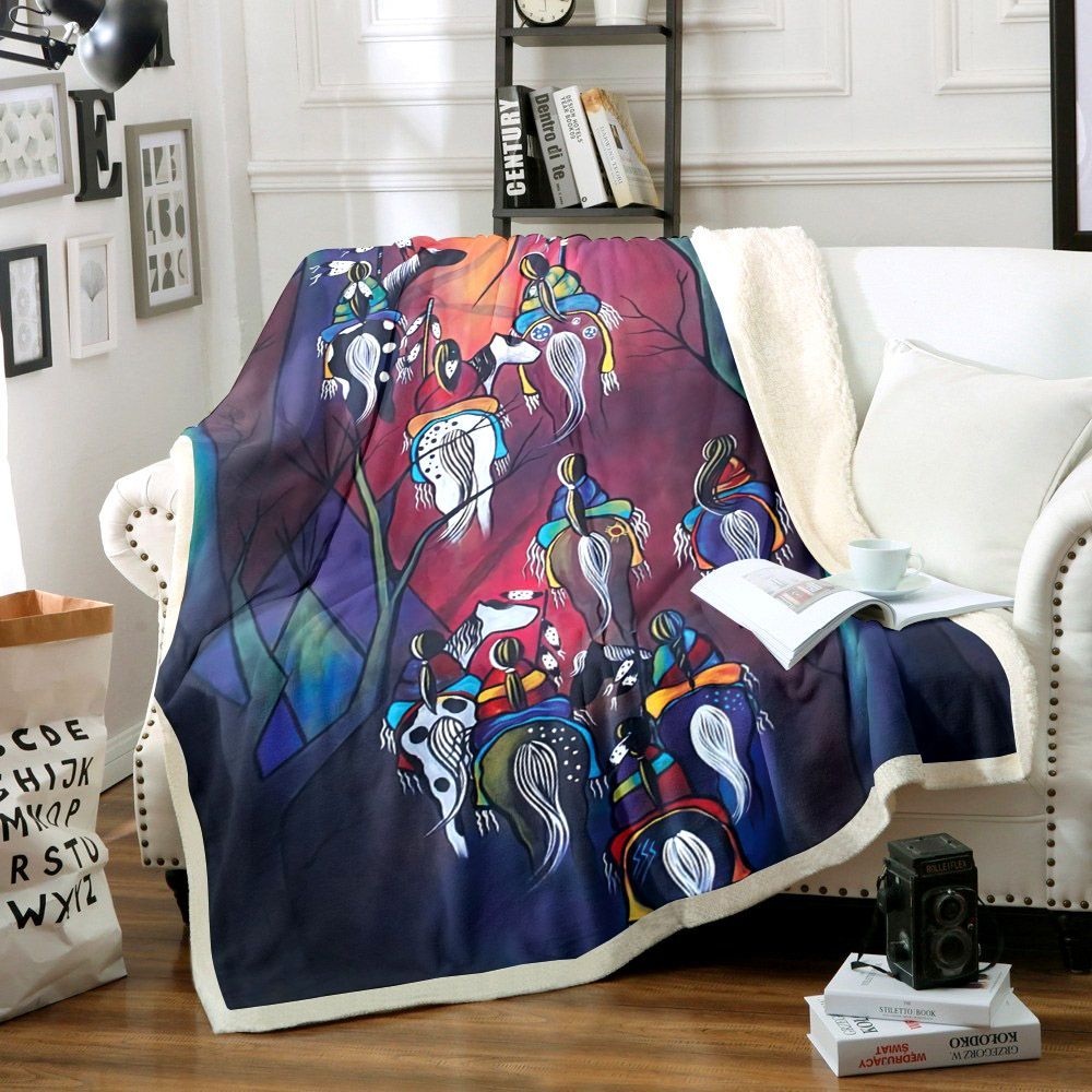 Native American Sherpa Fleece Blanket