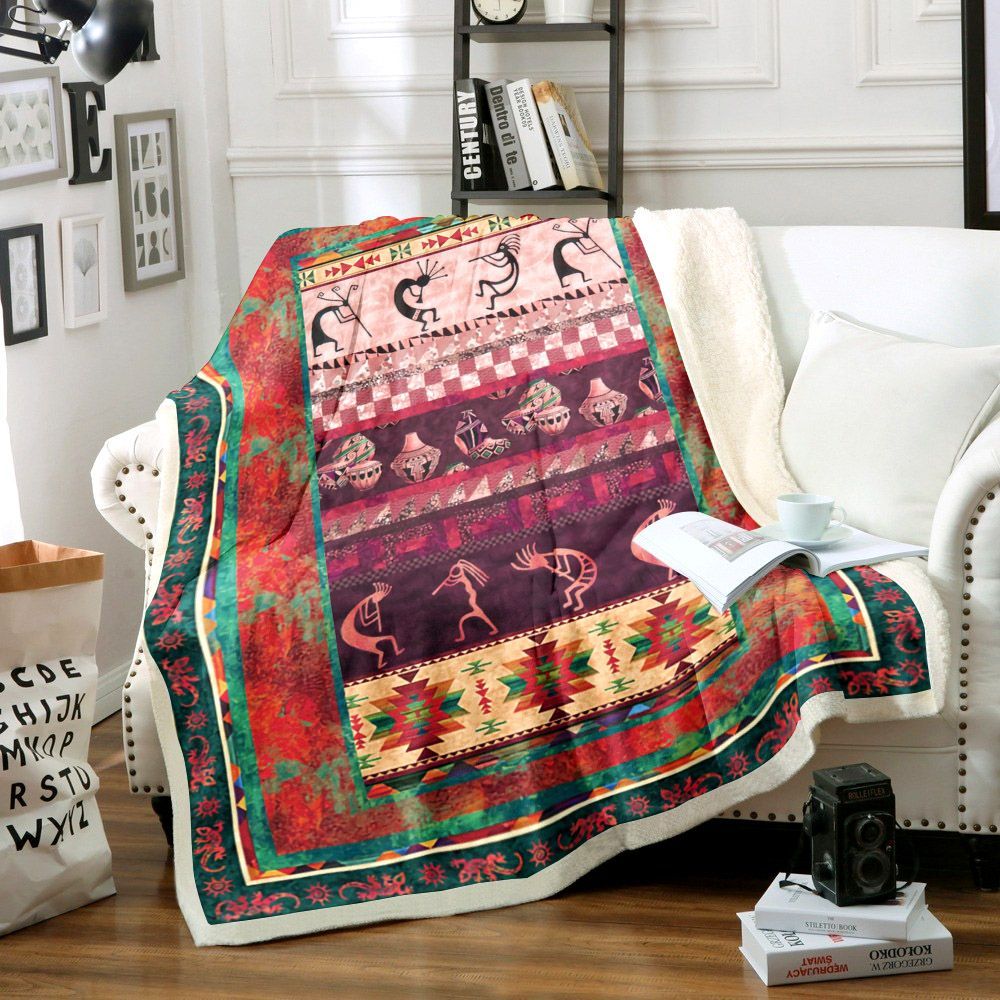 Native American Sherpa Fleece Blanket