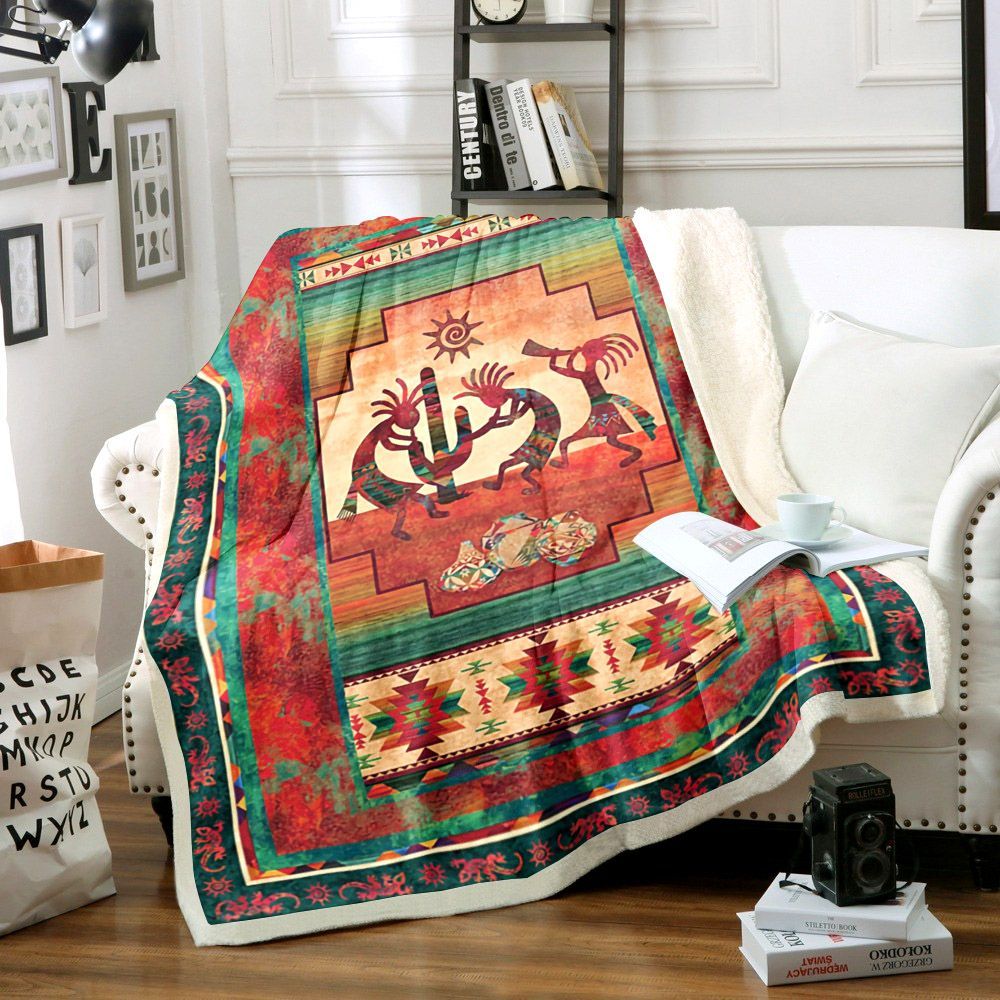 Native American Sherpa Fleece Blanket