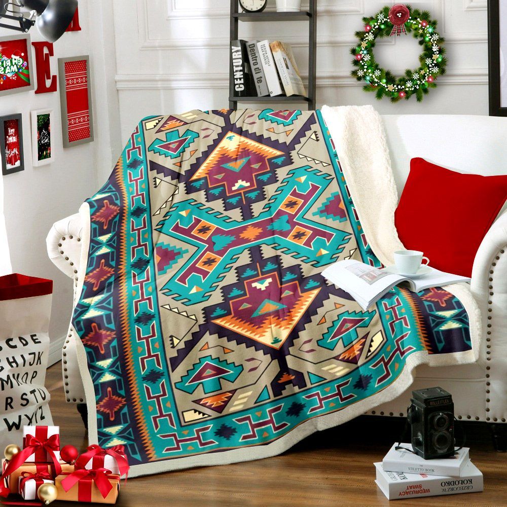 Native American Sherpa Fleece Blanket