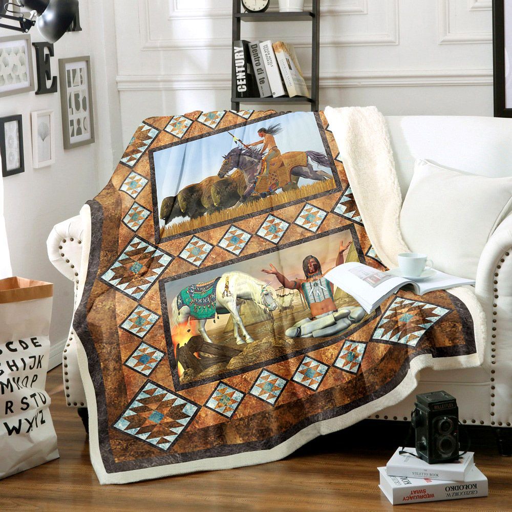 Native American Sherpa Fleece Blanket