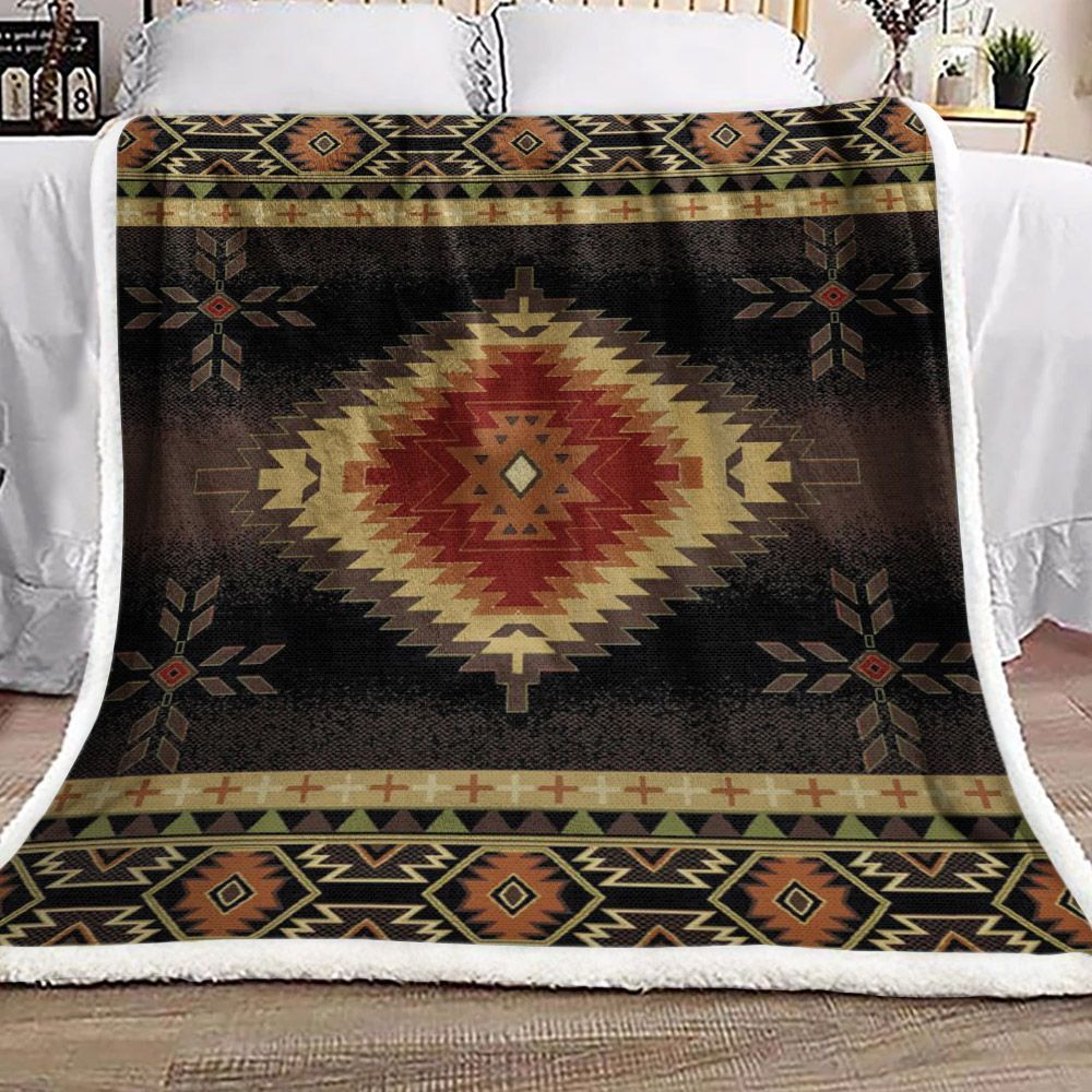 Native American Sherpa Fleece Blanket