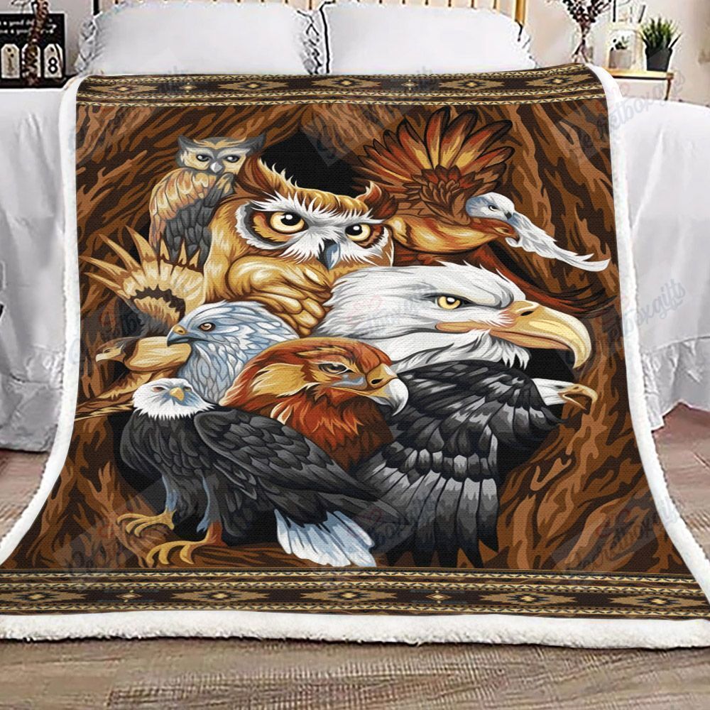 Native American Owl And Eagle Fleece Blanket