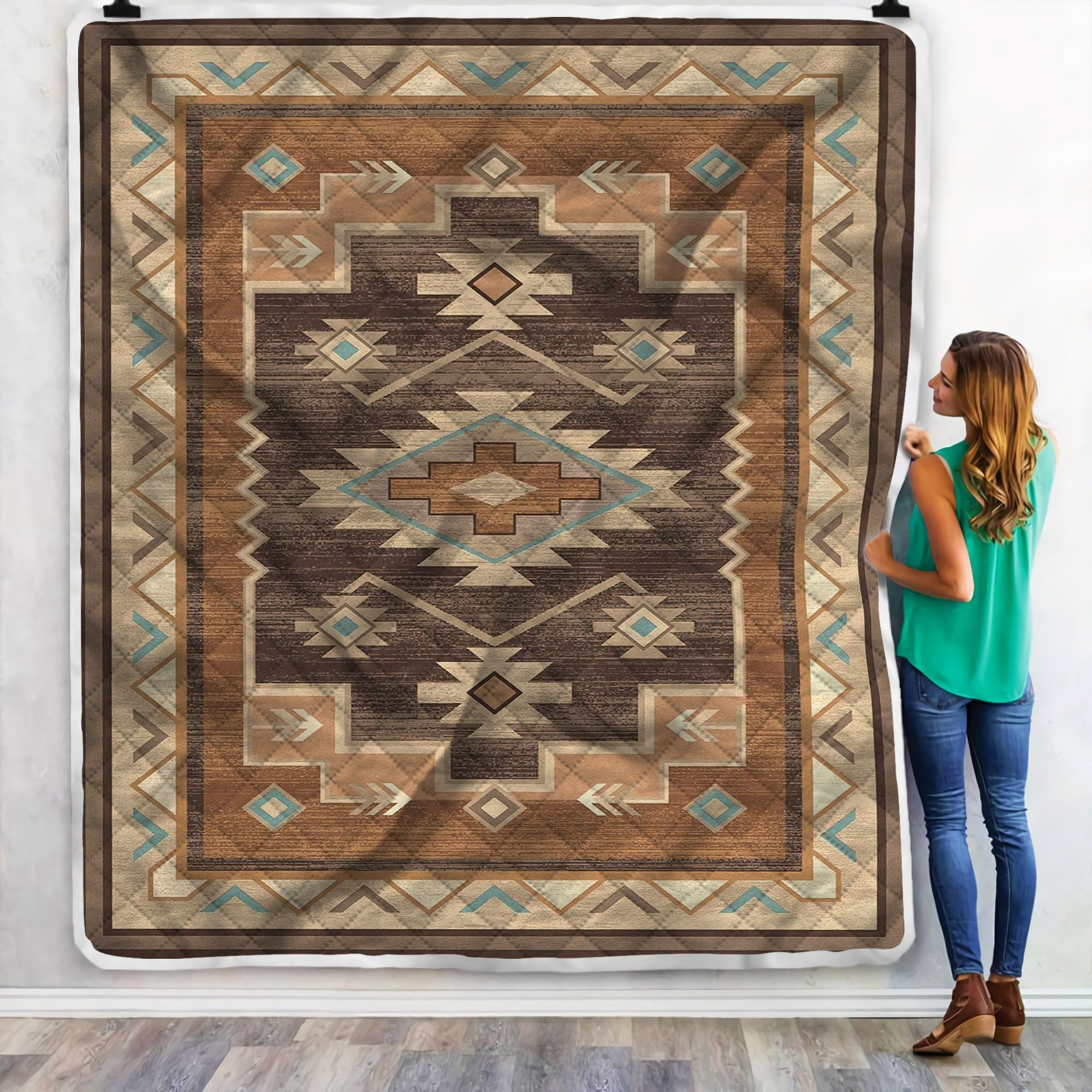 Native American Pattern Sherpa Fleece Blanket