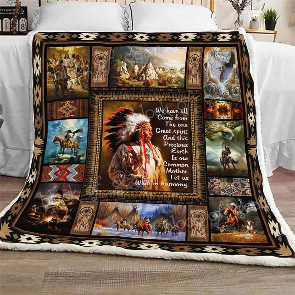 Native American PrI Woulde Sherpa Fleece Blanket