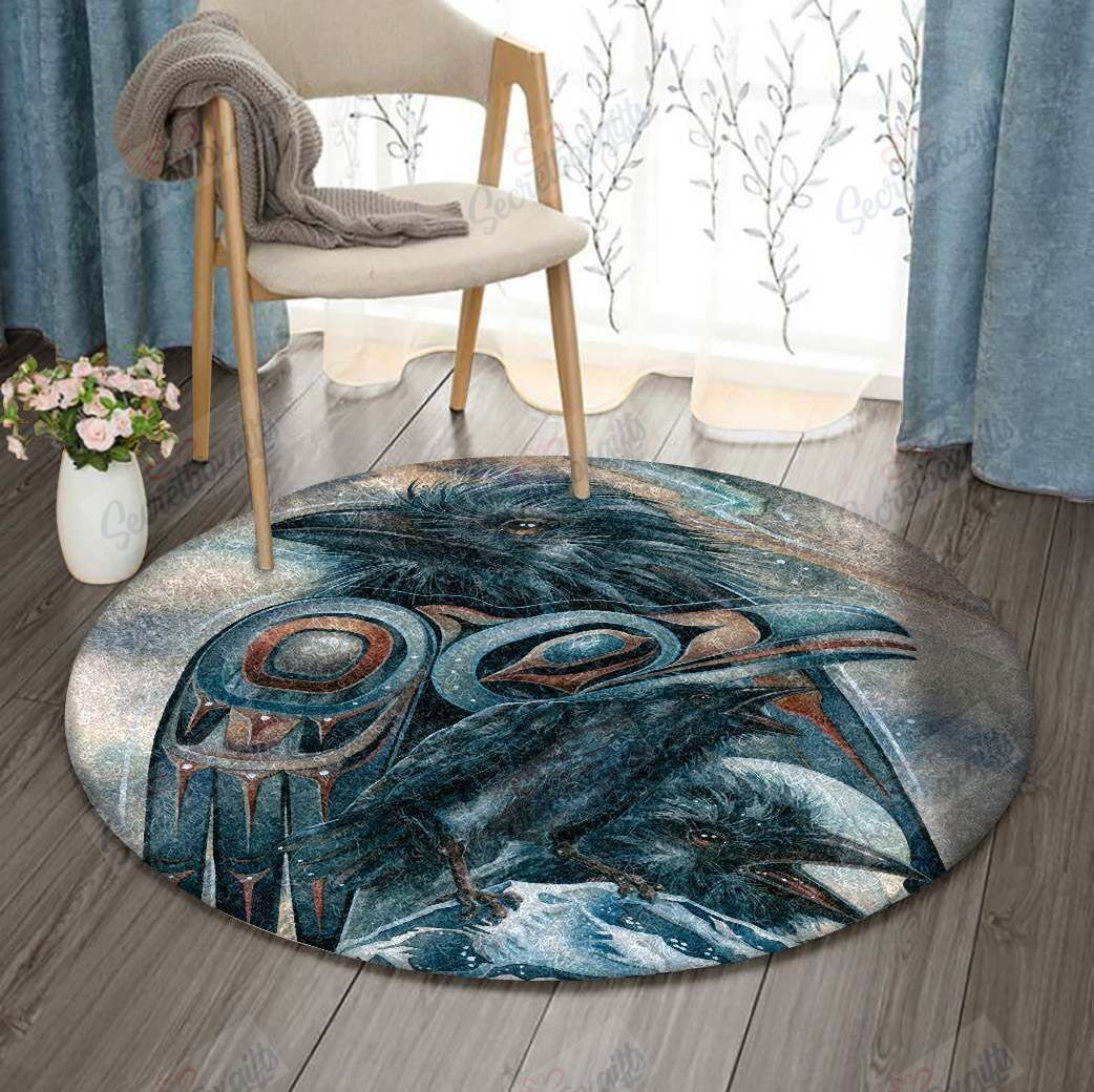 Native American Raven Round Carpet