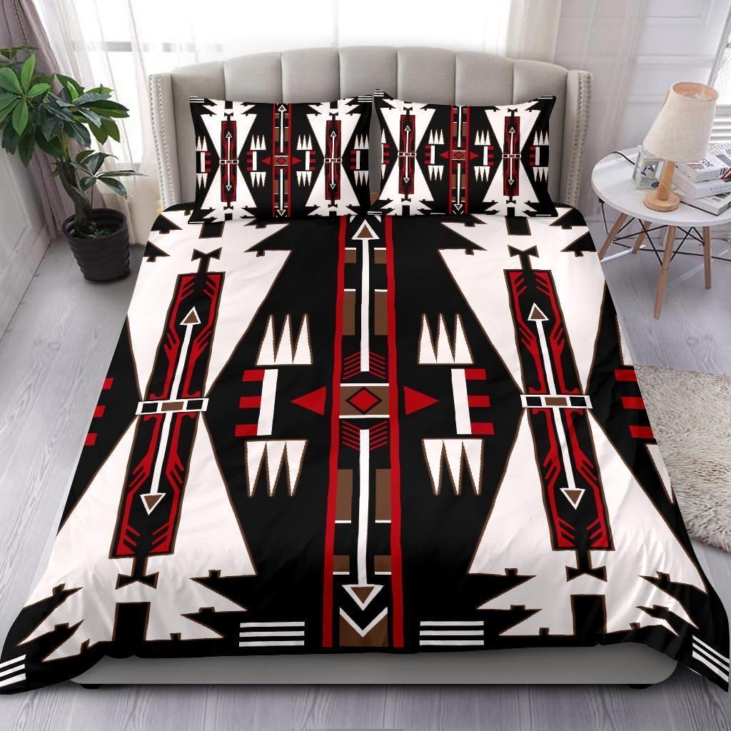 Native American Red Neon Culture Symbol Bedding Set