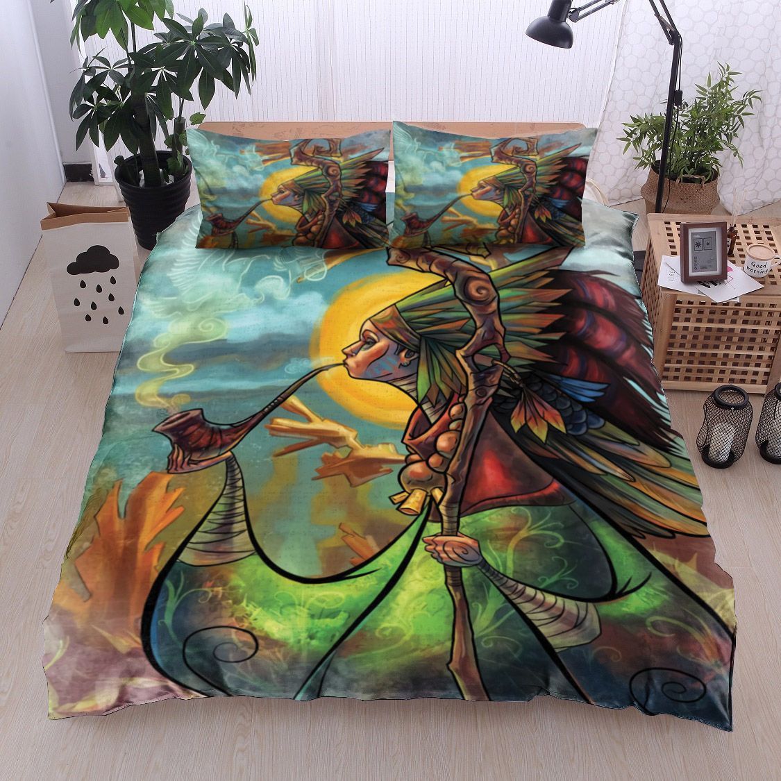 Native American Shaman Woman Bedding Set