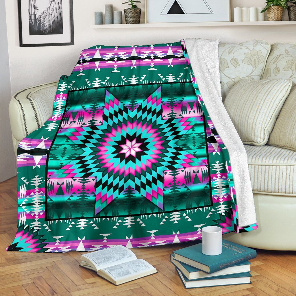 Native American Sunset Sherpa Fleece Blanket