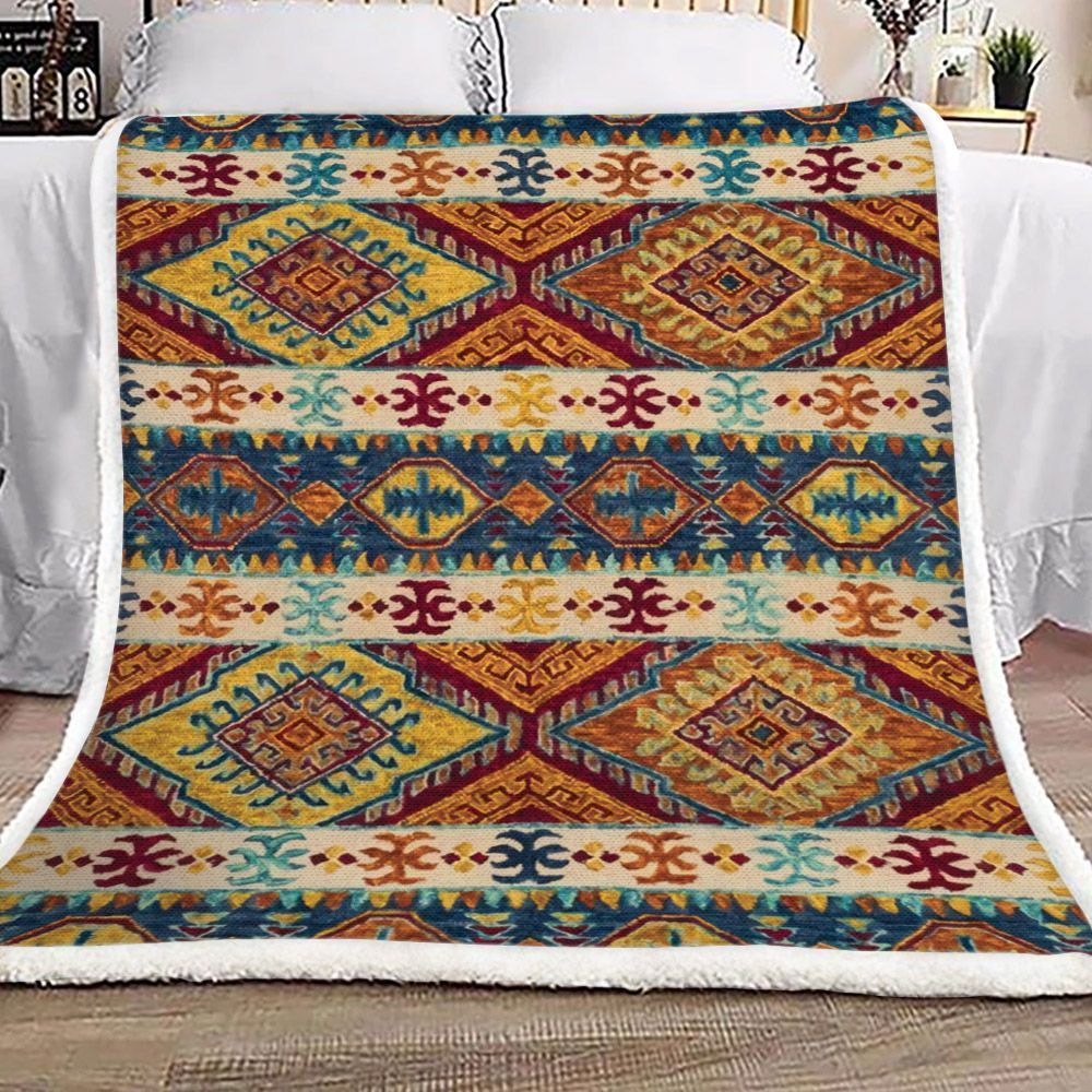 Native American Sherpa Fleece Blanket