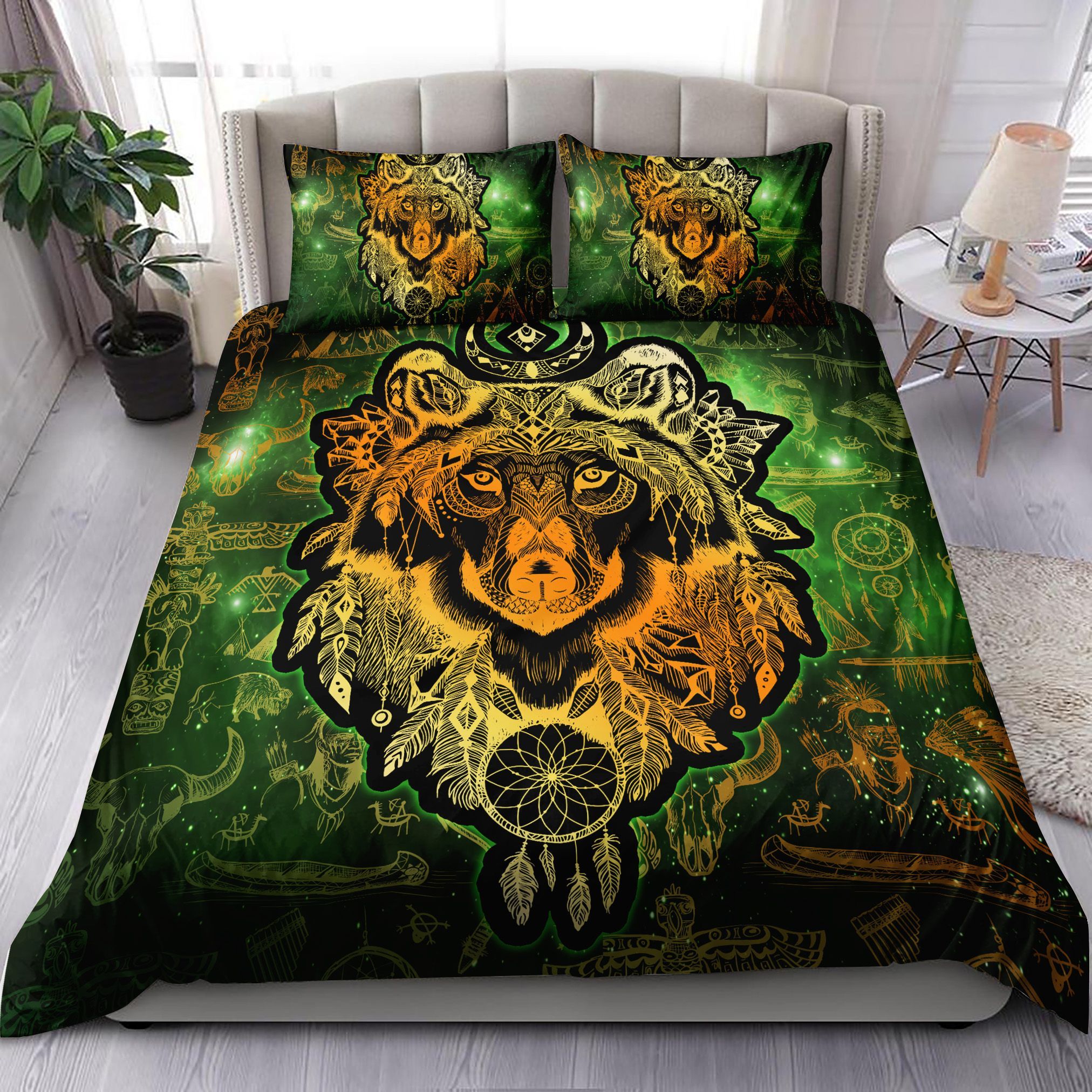 Native American The Wolf Bedding Set