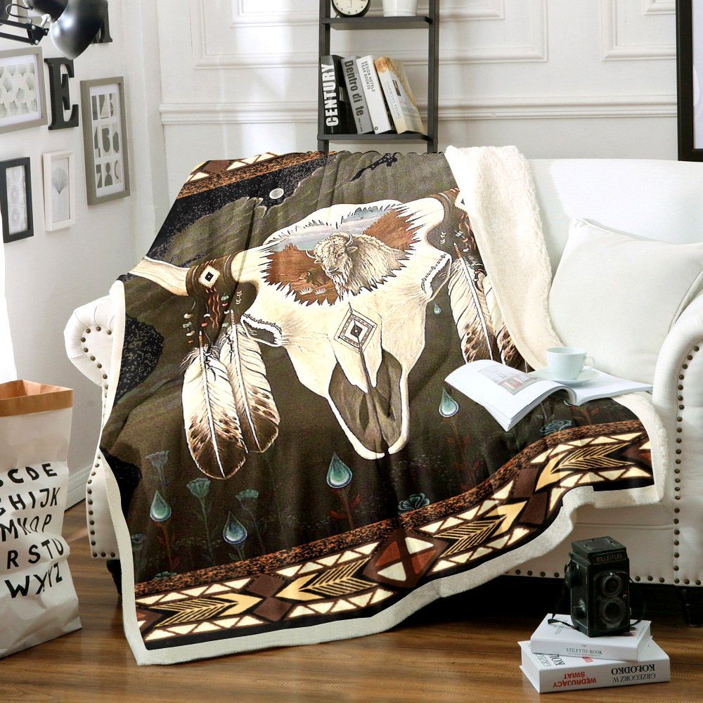 Native American Sherpa Fleece Blanket