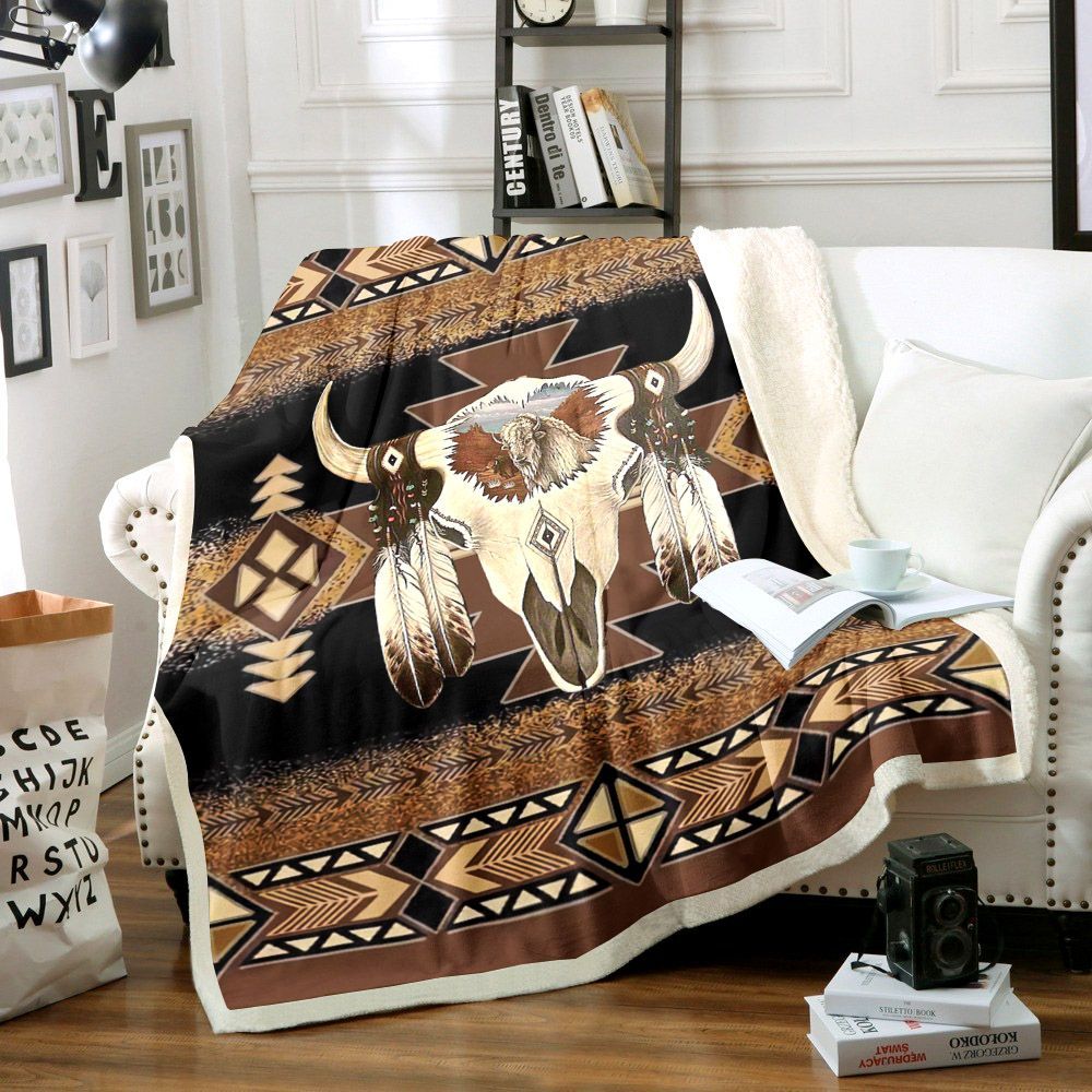 Native American Sherpa Fleece Blanket
