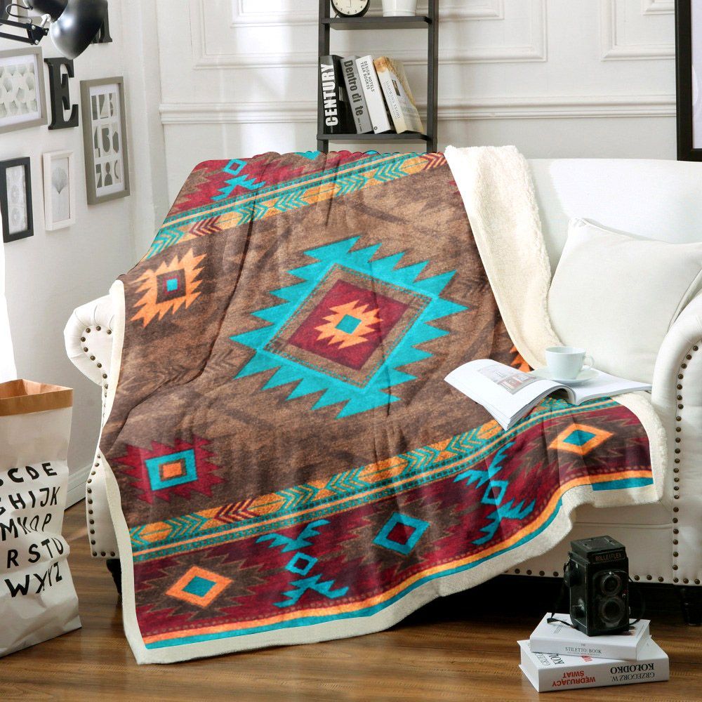 Native American Sherpa Fleece Blanket