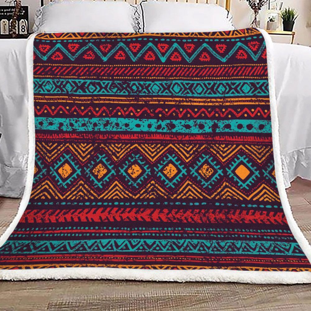 Native American Sherpa Fleece Blanket