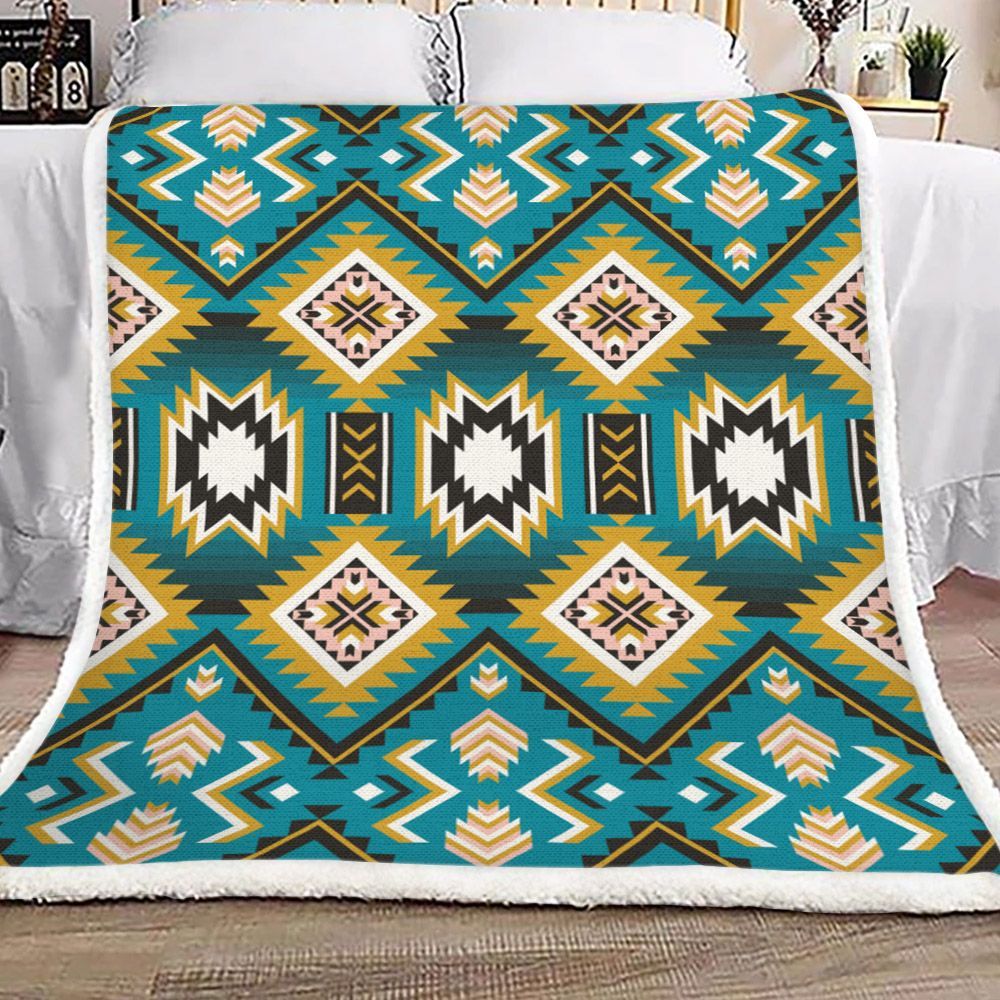 Native American Sherpa Fleece Blanket