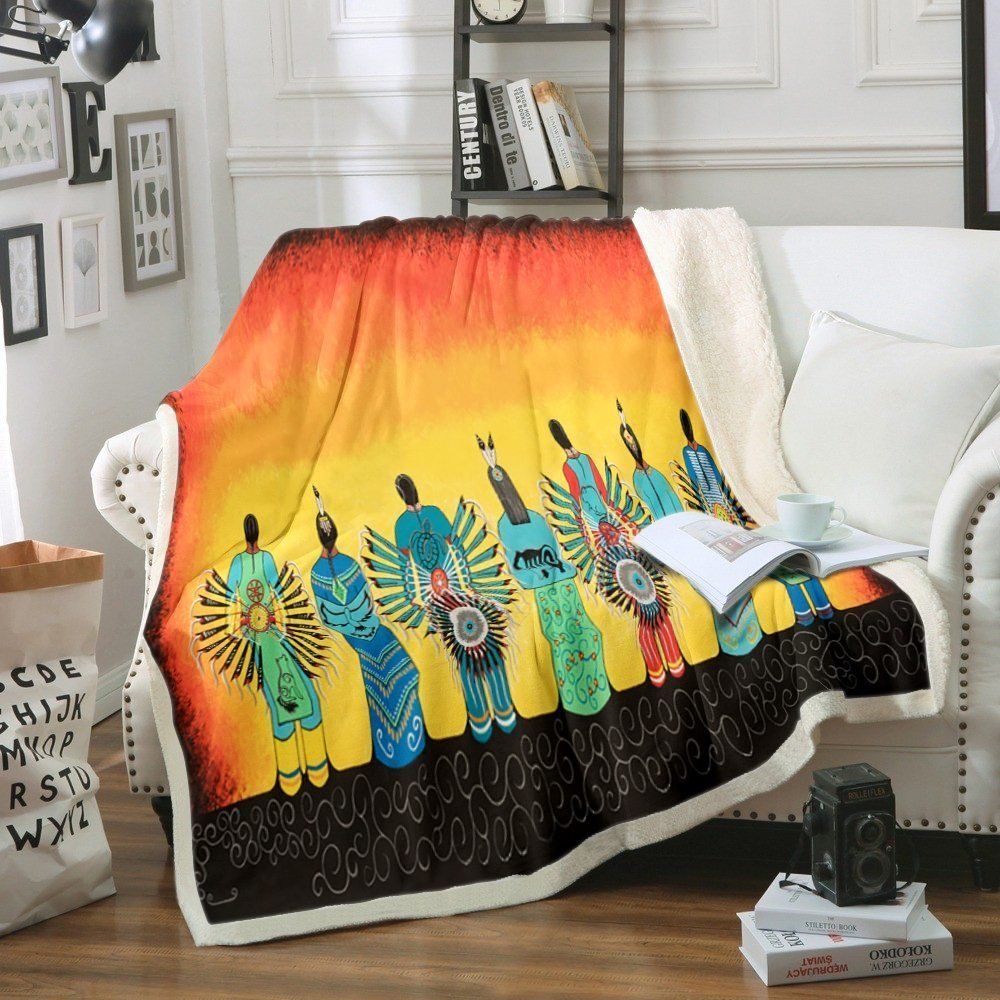 Native American Sherpa Fleece Blanket