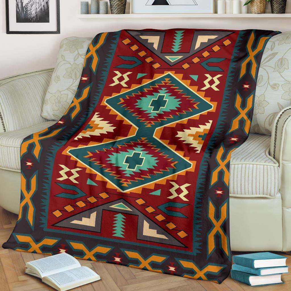 Native American Tribal Ethnic Pattern Sherpa Fleece Blanket