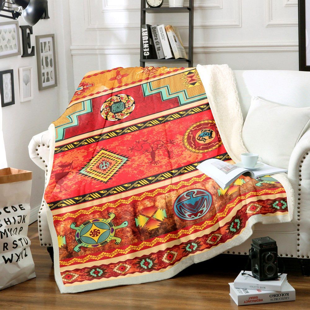 Native American Sherpa Fleece Blanket