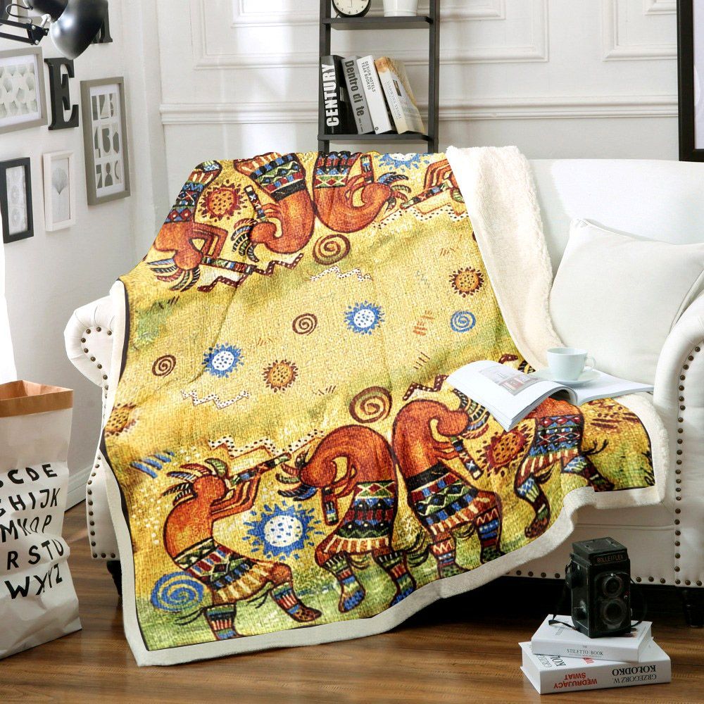 Native American Sherpa Fleece Blanket