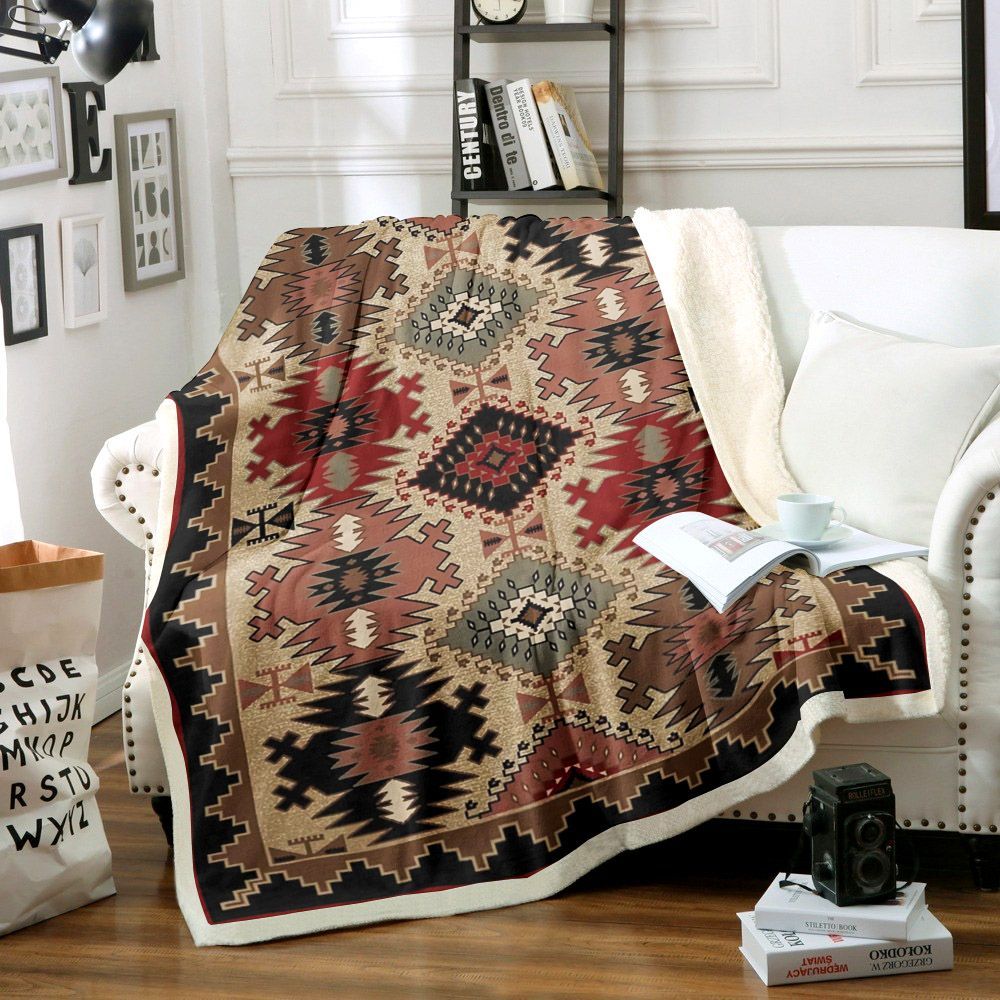 Native American Sherpa Fleece Blanket