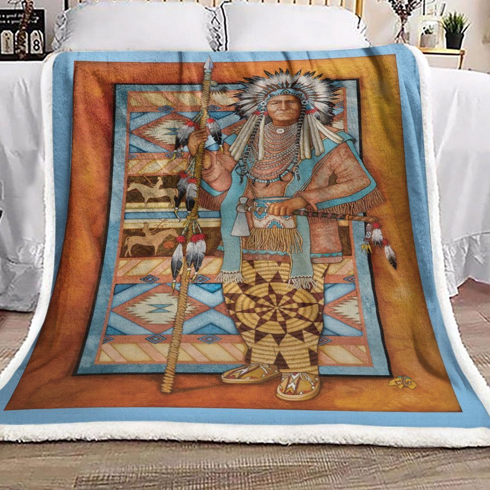 Native American Sherpa Fleece Blanket