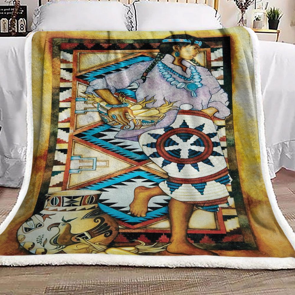 Native American Sherpa Fleece Blanket
