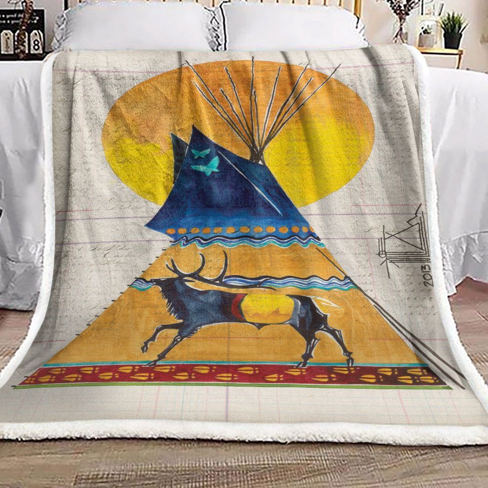 Native American Sherpa Fleece Blanket