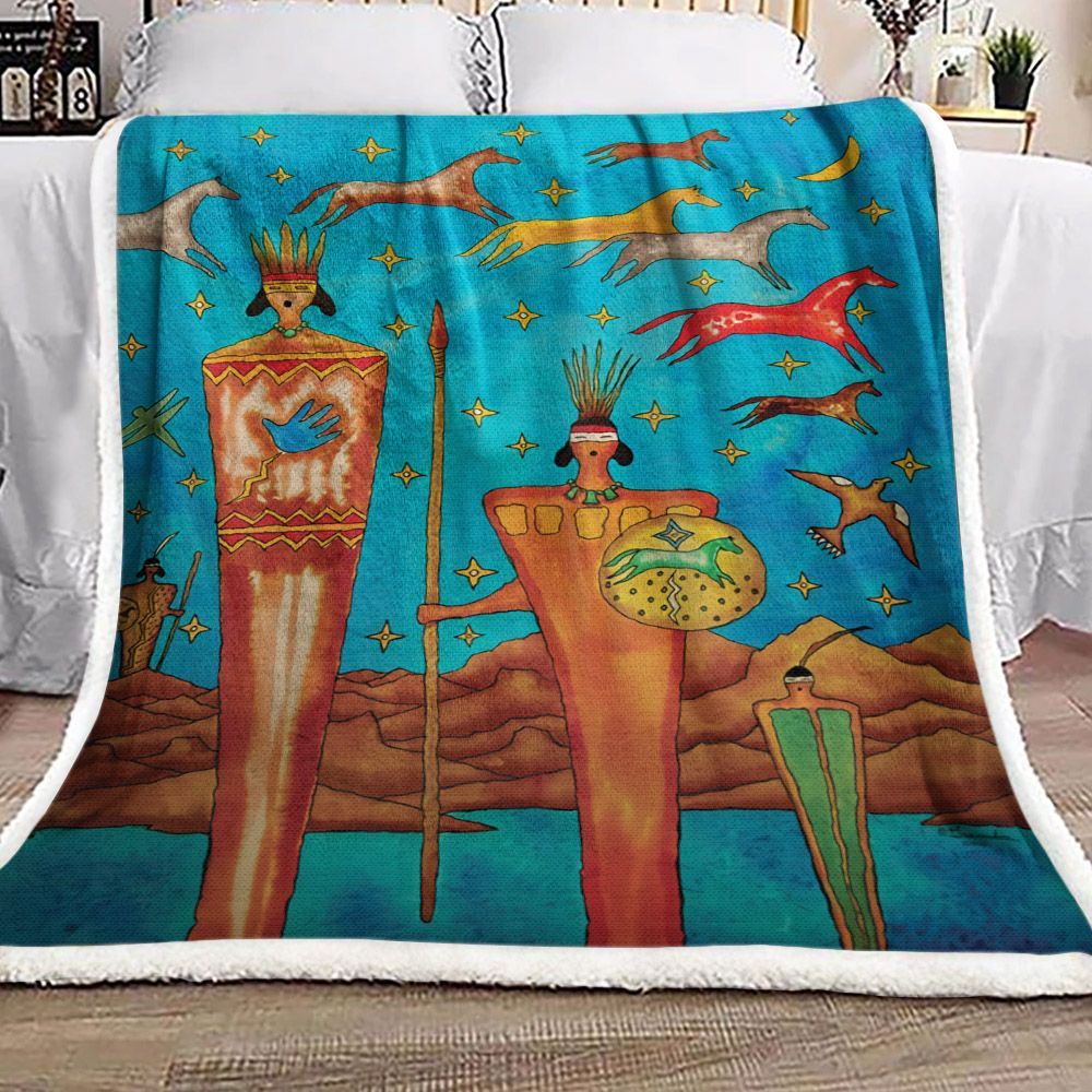 Native American Sherpa Fleece Blanket