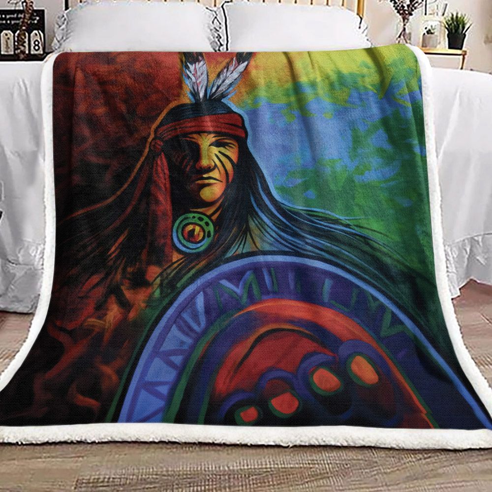 Native American Sherpa Fleece Blanket
