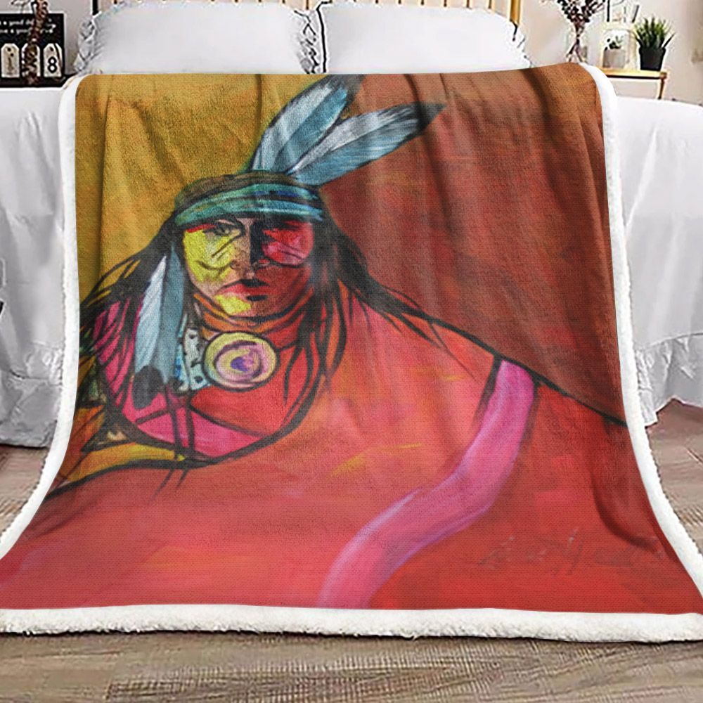 Native American Sherpa Fleece Blanket