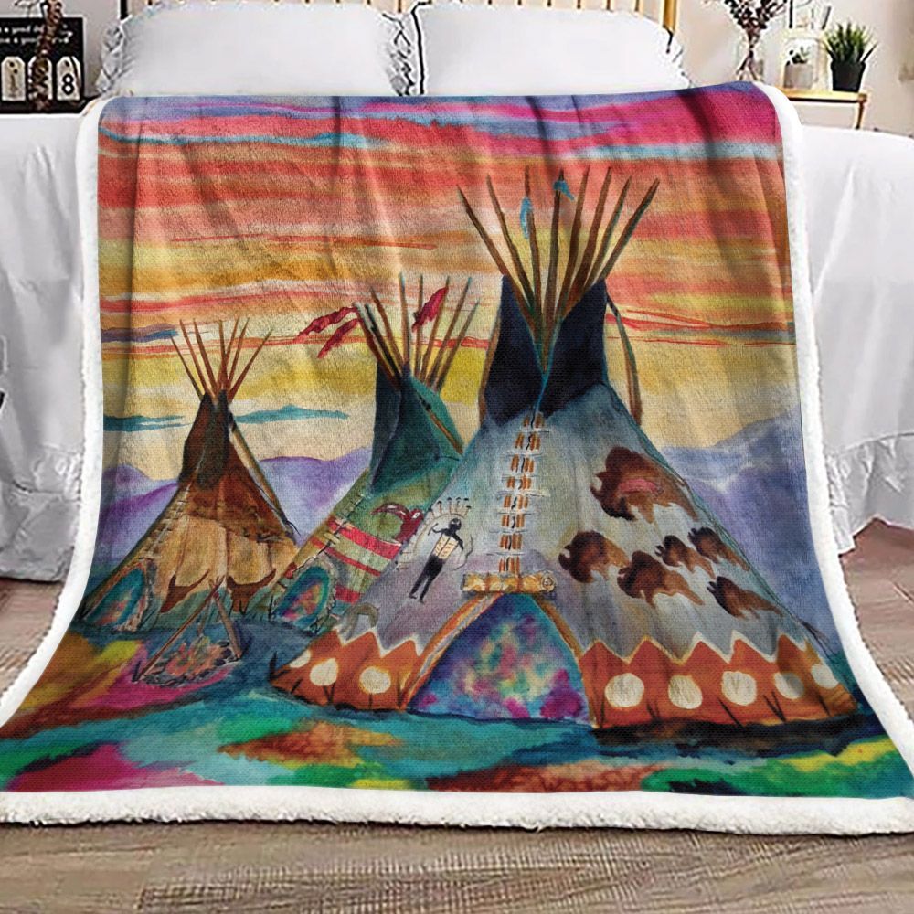 Native American Sherpa Fleece Blanket