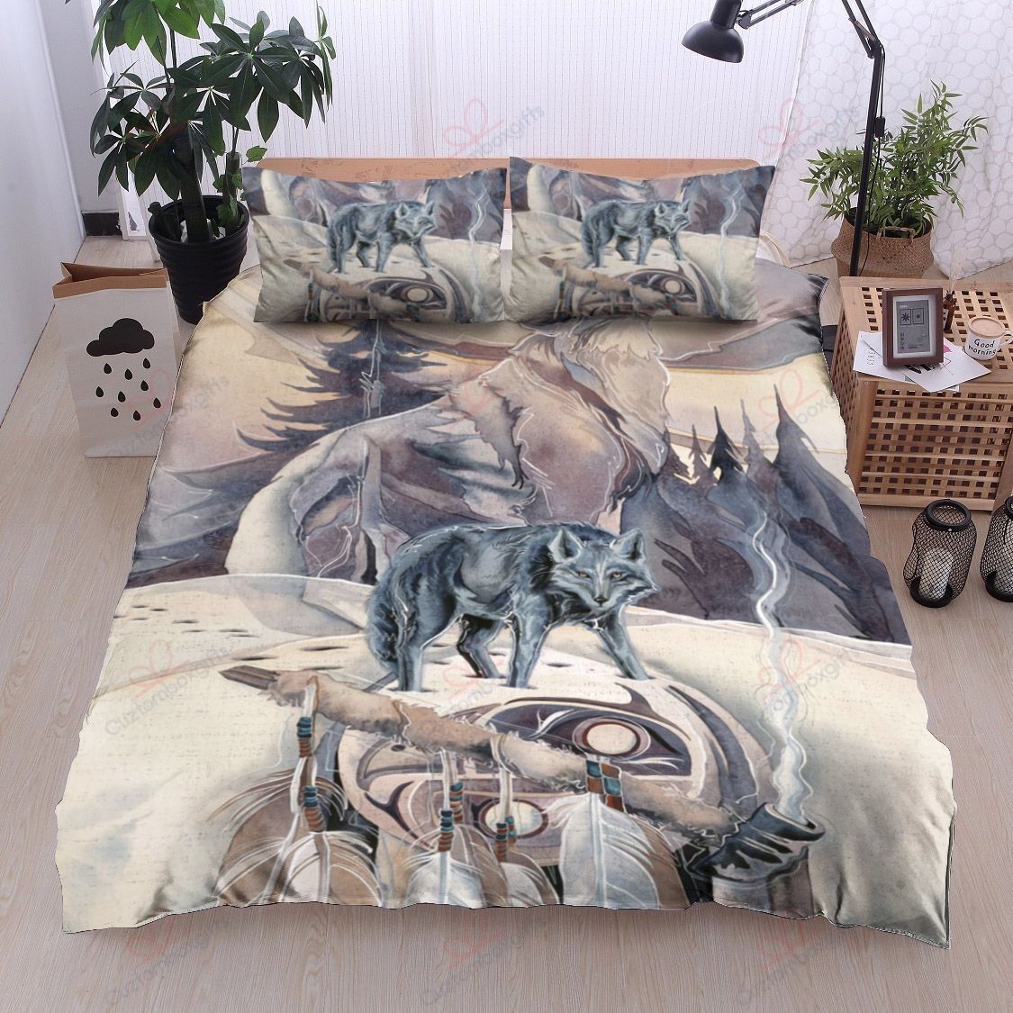 Native American Wolf Bedding Set