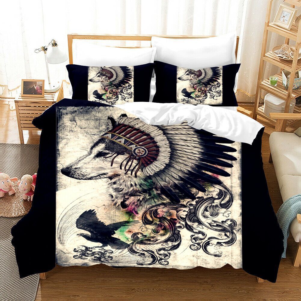 Native American Wolf Bedding Set