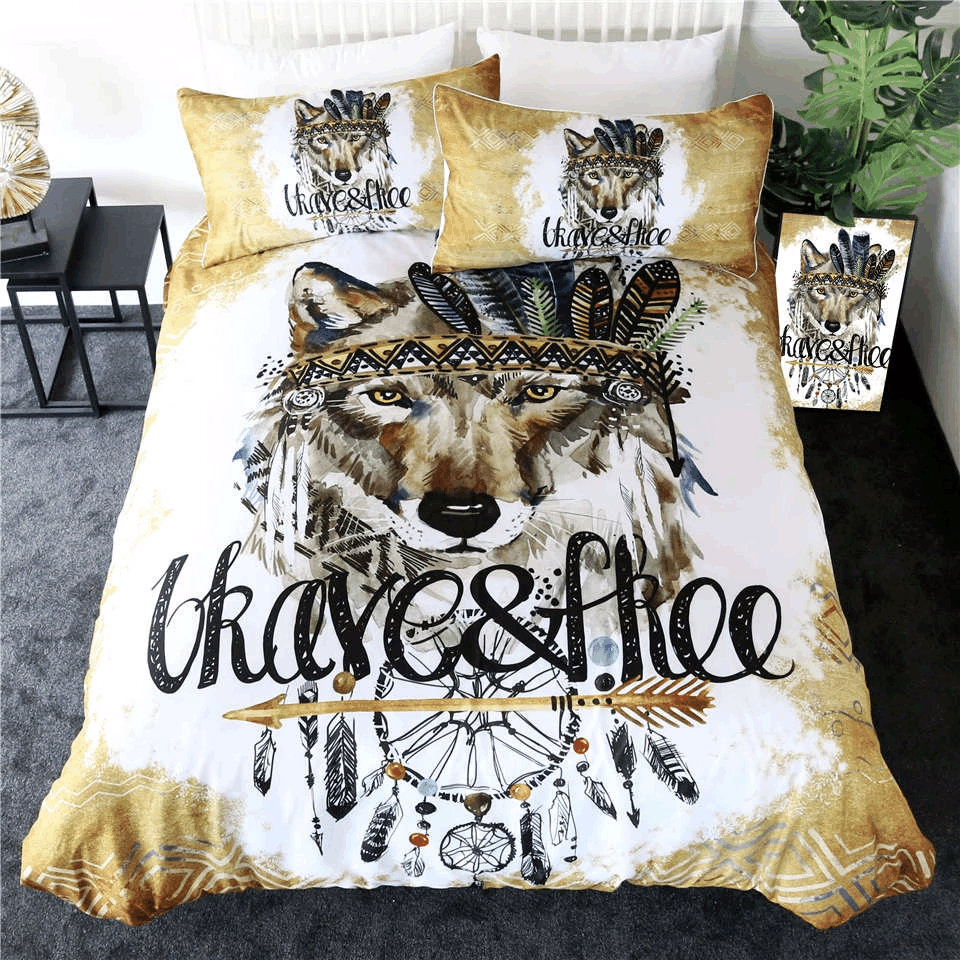 Native American Wolf Bedding Set