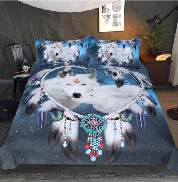 Native American Wolf Dreamcatcher Bedding Set