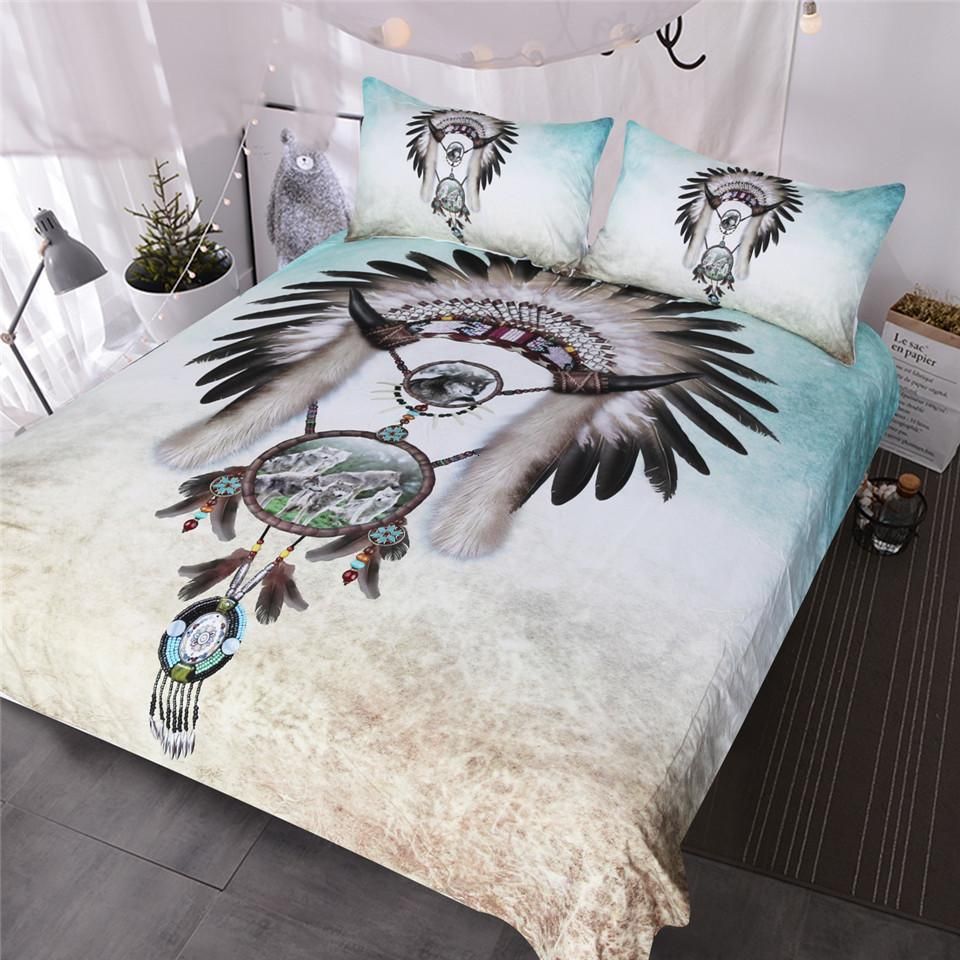 Native American Wolf Dreamcatcher Bedding Set