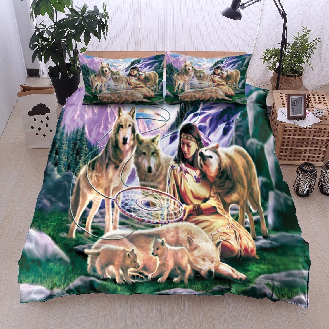 Native American Wolf Dreamcatcher Bedding Set