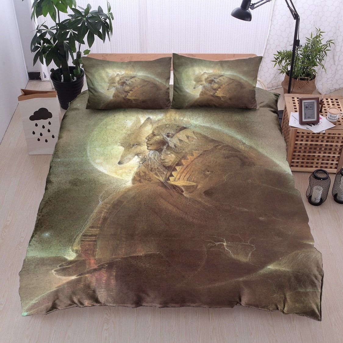 Native American Wolf Bedding Set