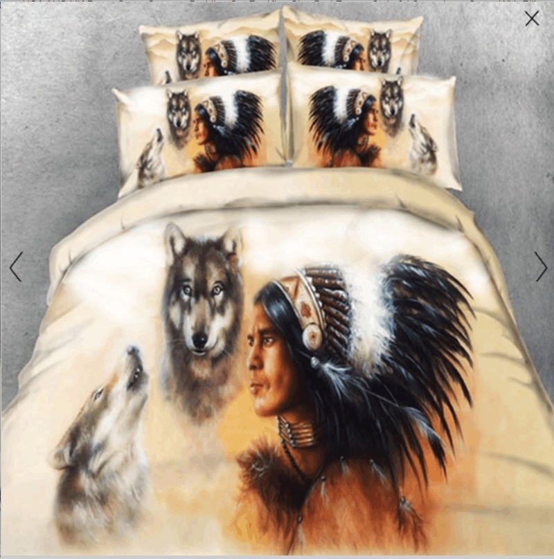 Native American Wolves Bedding Set