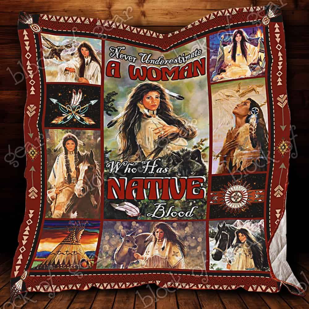 Native American Woman CL18100517MDQ Quilt Blanket